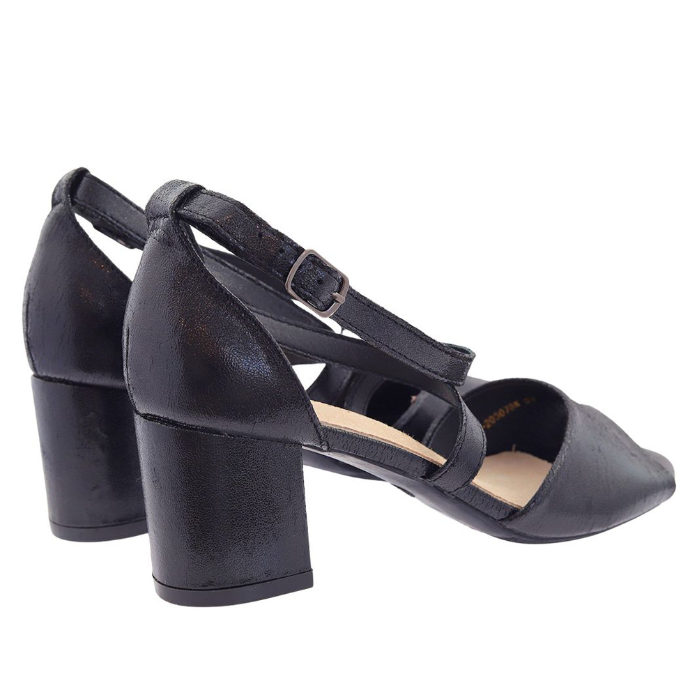 Czarne damskie sandały z paskami na klocku