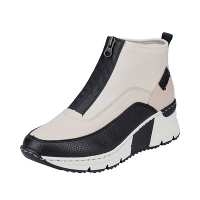 Botki sneakersy skórzane beżowe Rieker N6352-60