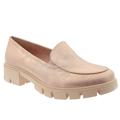 Рожеві мокасини сліпони на масивній підошві