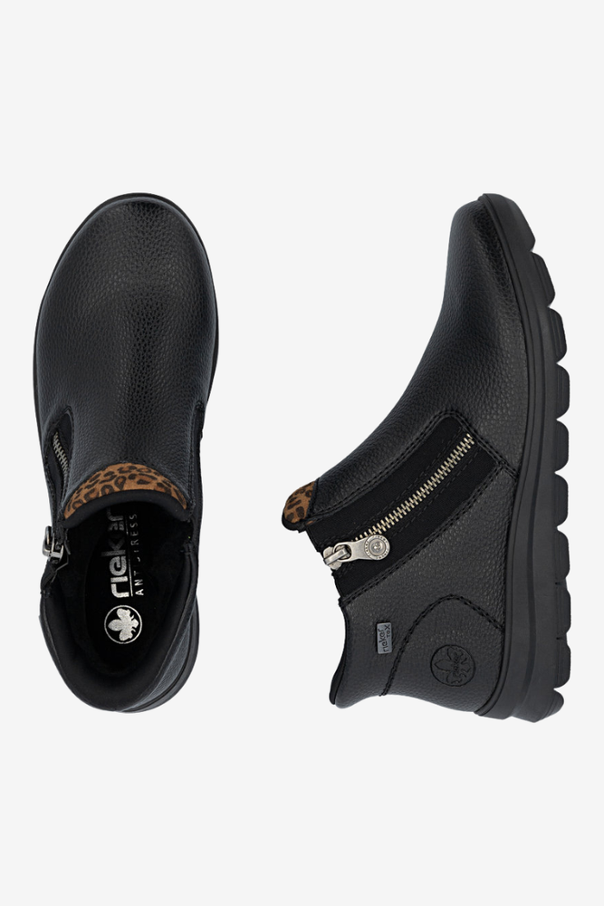 Жіночі бордові лаковані утеплені чоботи Rieker