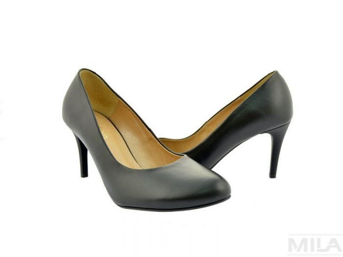 Шкіряні туфлі на підборах ESPIRITO by DAREX - чорні C-518/6