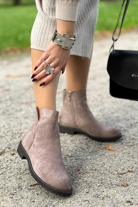 Khaki botki zamszowe na zamek