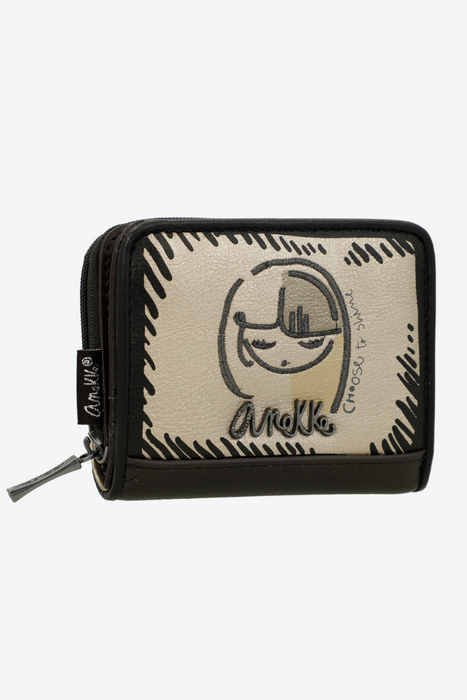 Mały portfel brązowy Anekke Koko na zamek z eco skóry