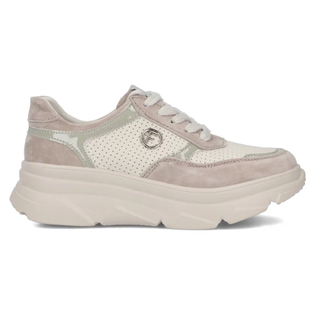Skórzane sneakersy beżowe na platformie Filippo
