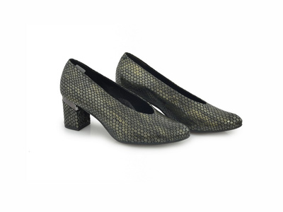 Czółenka KOSTEX 1431 R6038 szare na obcasie