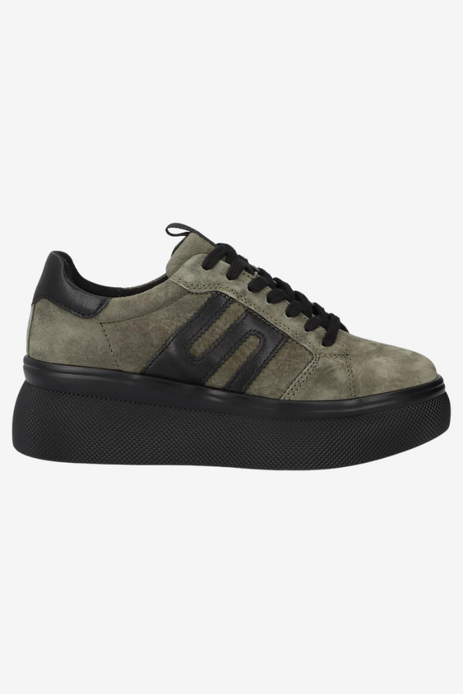 Sneakersy damskie khaki wiązane zamszowe na wysokiej platformie Filippo