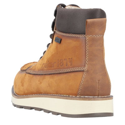 Trzewiki męskie Rieker ocieplane sznurowane z zamkiem w kolorze camel