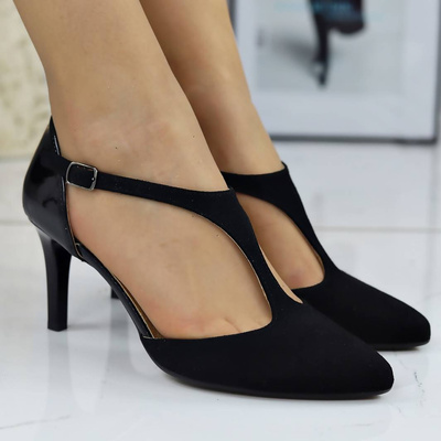 Чорні елегантні жіночі шкіряні туфлі Darex