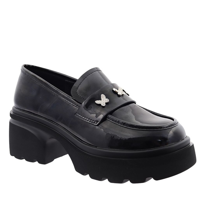 Елегантні лаковані туфлі сліпони на колодці з платформою