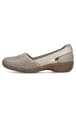 Półbuty damskie ażurowe wsuwane w platynowym kolorze