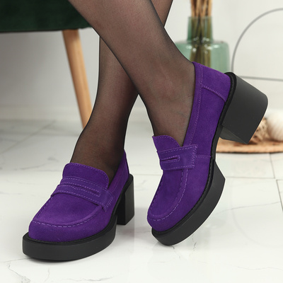 Фіолетові шкіряні туфлі Filippo на високому каблуці