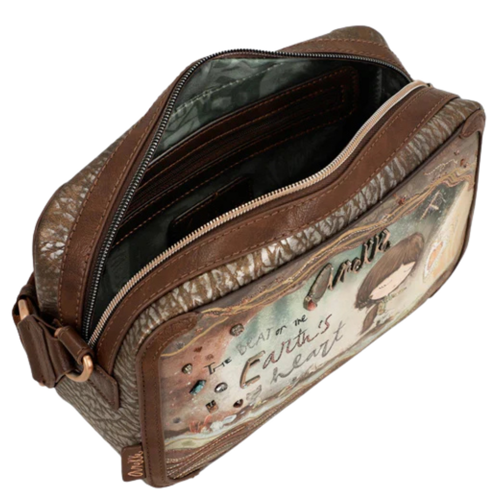 Mała pojemna listonoszka na zamek z szerokim paskiem Anekke Corre