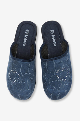 Kapcie damskie z motywem serduszek granatowe 