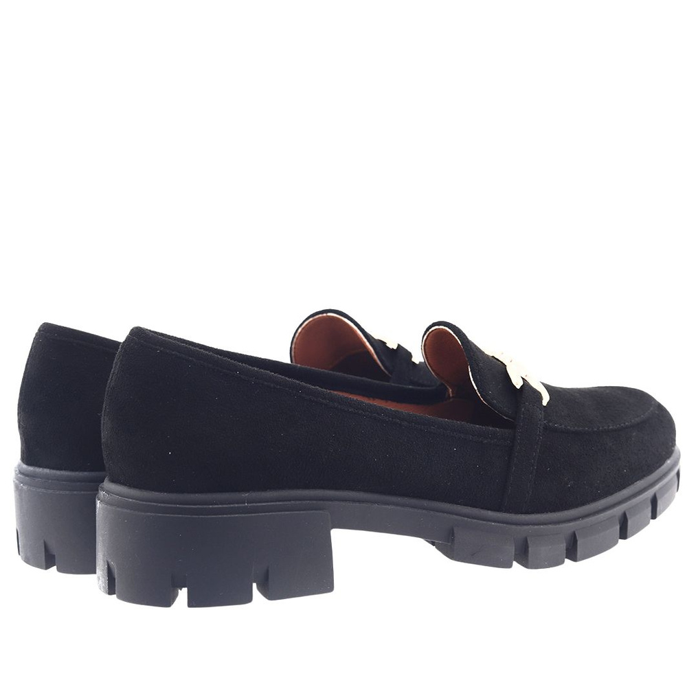 Чорні мокасини із золотою аплікацією від M. Daszyński 