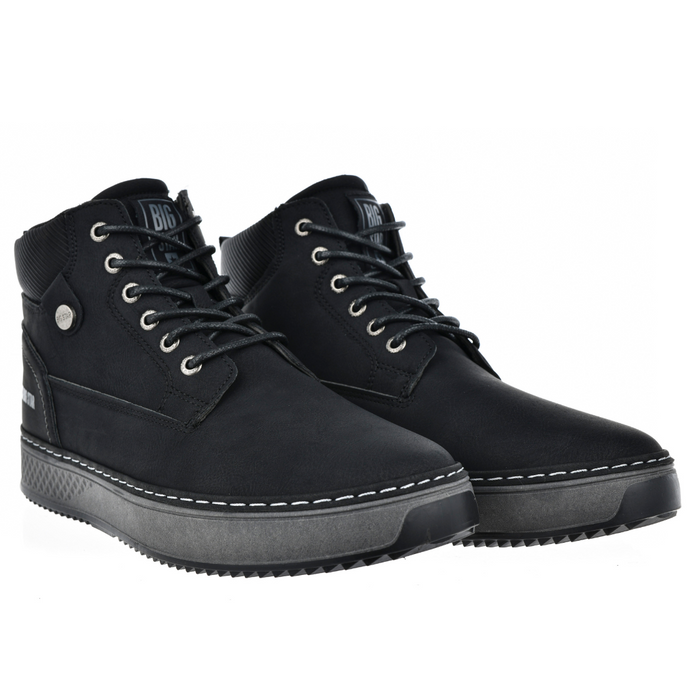Чорні чоловічі ботильйони на шнурівці на платформі