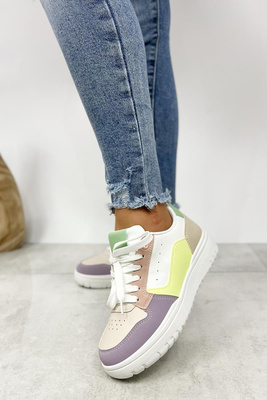 Kolorowe sneakersy damskie sznurowane