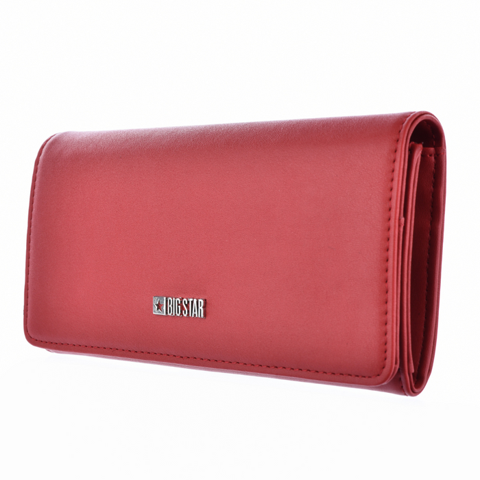 Czerwony damski portfel duży na zatrzaski Big Star