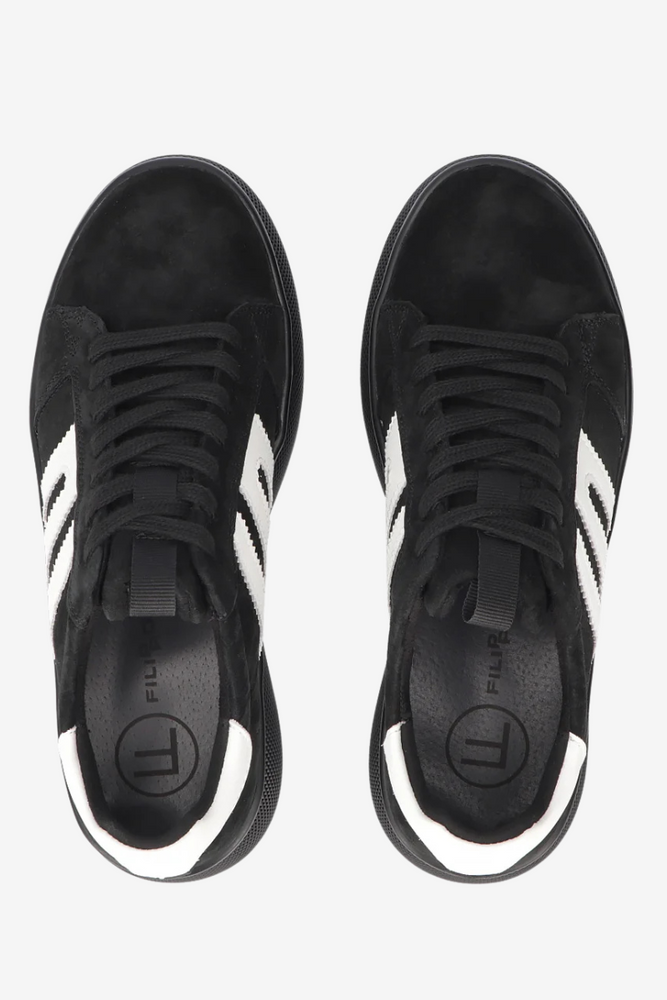 Czarne sneakersy zamszowe na grubej platformie Filippo