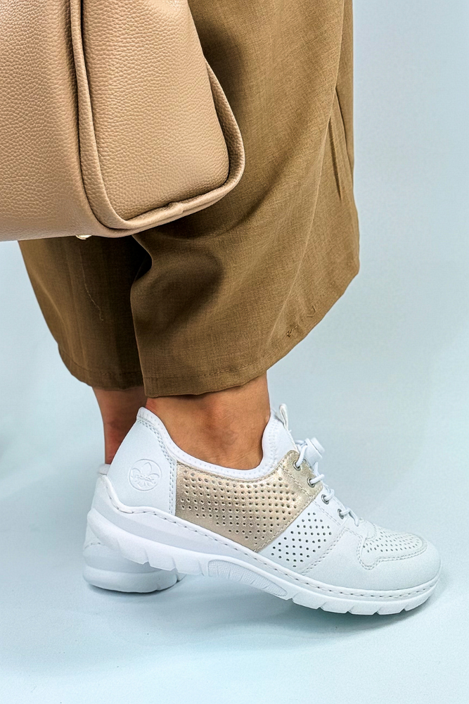 Półbuty Rieker L3254-80 biało - beżowe