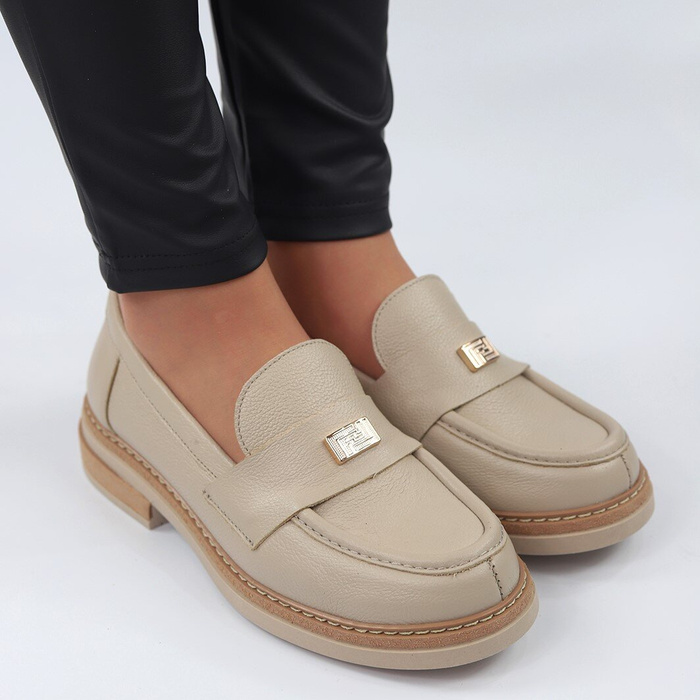 Шкіряні черевики Taupe Lemar на плоскій підошві