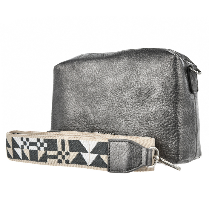 Маленька срібляста сумка-почтальон з широким ремінцем Big Star