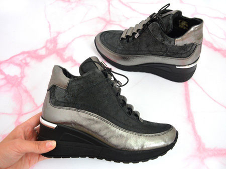Sneakersy VENEZIA 0216 701 SI-D czarno-srebrne