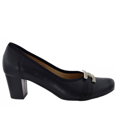 Чорні човники на високих підборах з декоративною пряжкою Galant