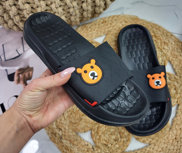 Жіночі чорні сліпони з ведмедиком