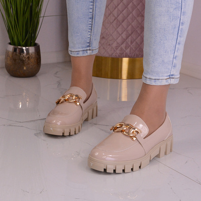 Бежеві лаковані мокасини Sergio Leone MK751