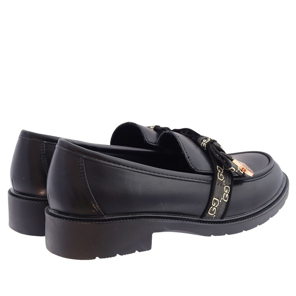 Жіночі чорні мокасини з декоративним бантом