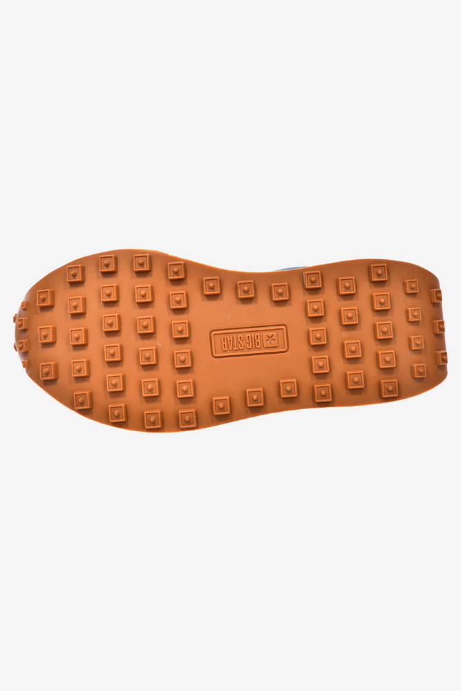 Niebieskie sneakersy ze skóry i zamszu na platfoemie Big Star