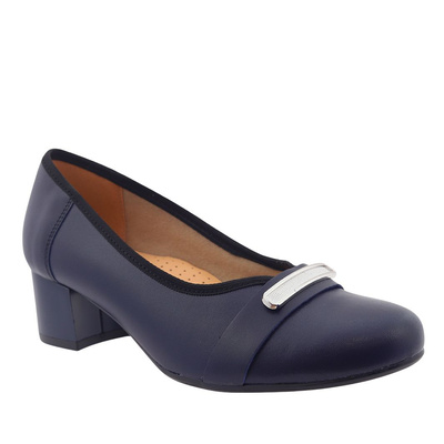 Темно-сині шкіряні туфлі Galant на високих підборах