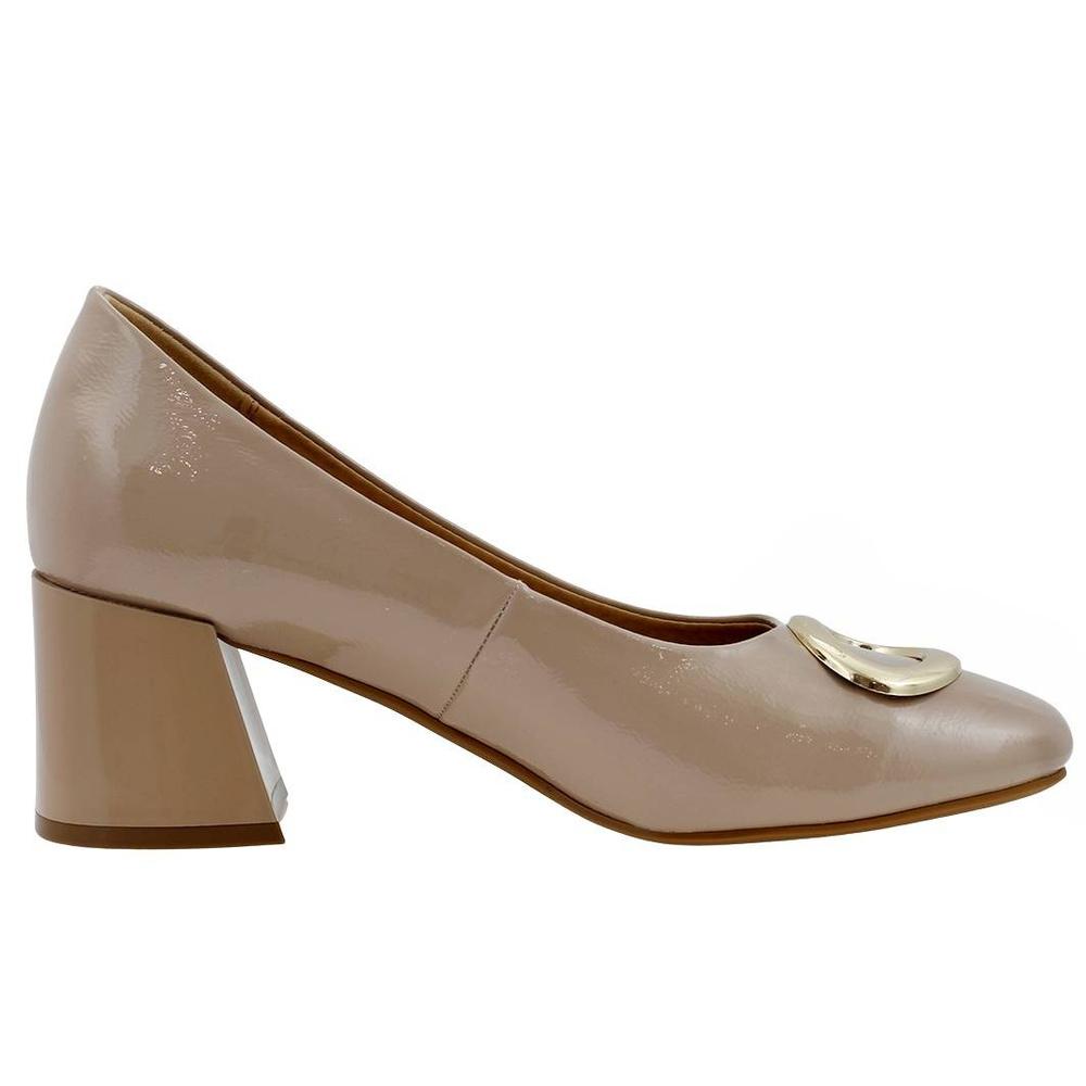 Lakierowane czółenka damskie beżowe Vinceza