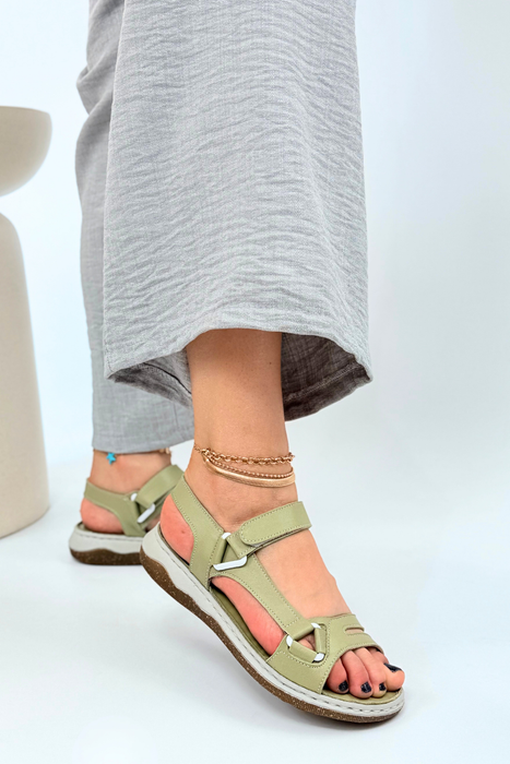 Zielone sandały skórzane sportowe na rzep Artiker