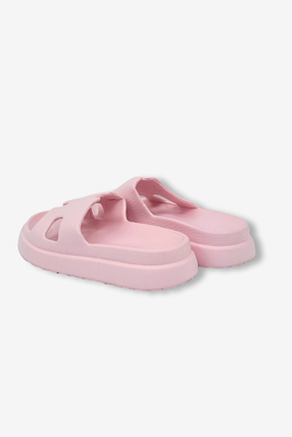 Różowe gumowe klapki damskie płaskie wygodne i lekkie