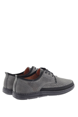 Półbuty męskie szare perforowane z ekoskóry