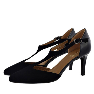 Czarne eleganckie szpilki damskie skórzane Darex