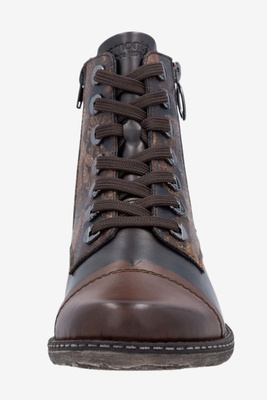 Botki damskie ocieplane na niskim obcasie brązowe