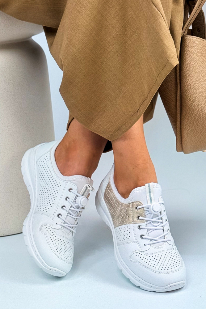 Półbuty Rieker L3254-80 biało - beżowe