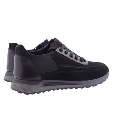 Чорні замшеві чоловічі спортивні туфлі на шнурівці