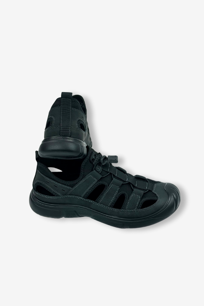 Skórzane sportowe półbuty męskie czarne wsuwane 