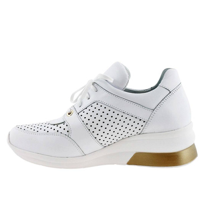 Sneakersy damskie białe ze skóry naturalnej licowej Eksbut 