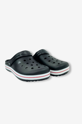 Crocsy męskie czarne z tworzywa z płaską podeszwą