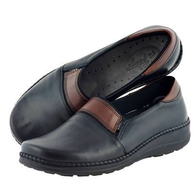 Жіночі шкіряні туфлі на низьких підборах, чорні Аксель