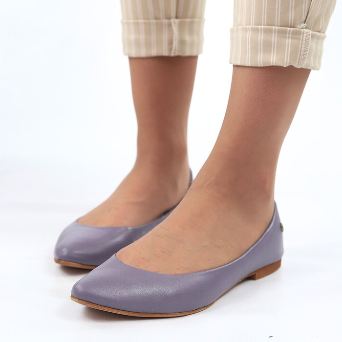 Baleriny skórzane fioletowe Maciejka