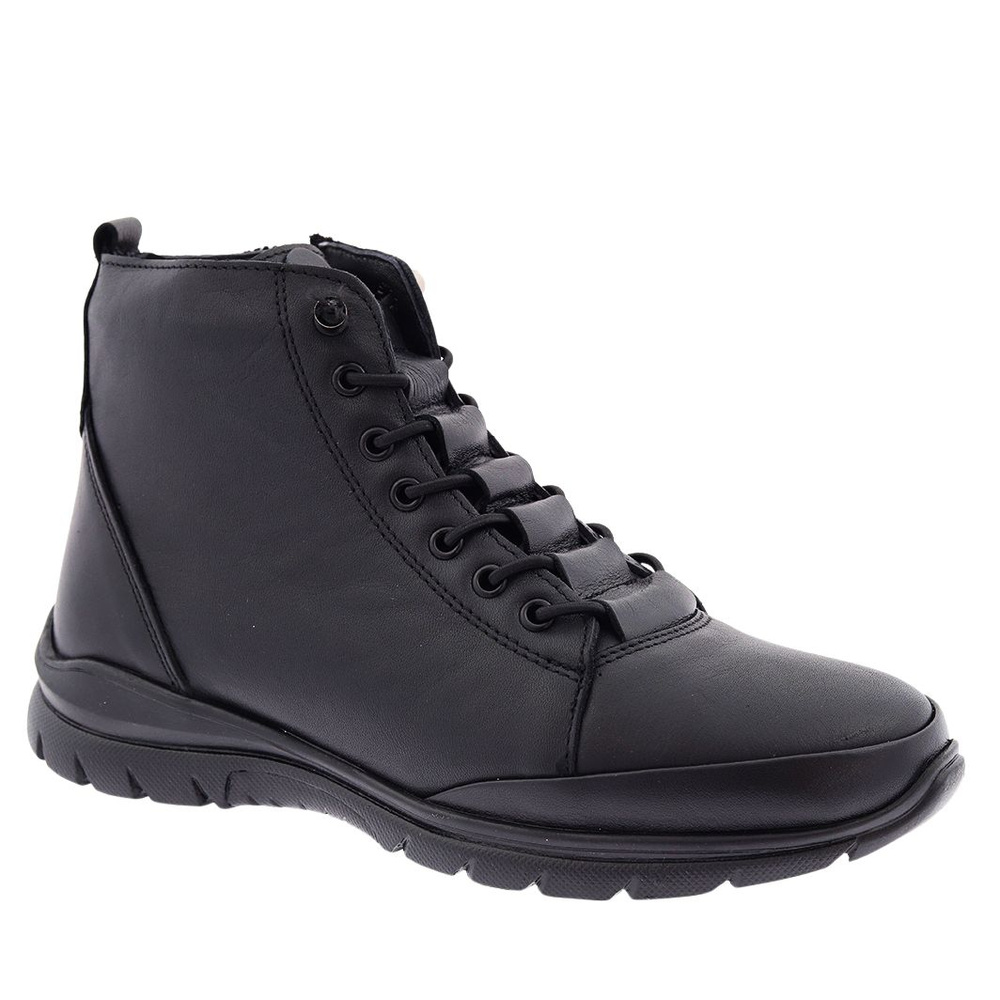 Чорні жіночі шкіряні спортивні ботильйони на шнурівці Modo