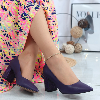 Фіолетові шкіряні човники з блоком Baldaccini