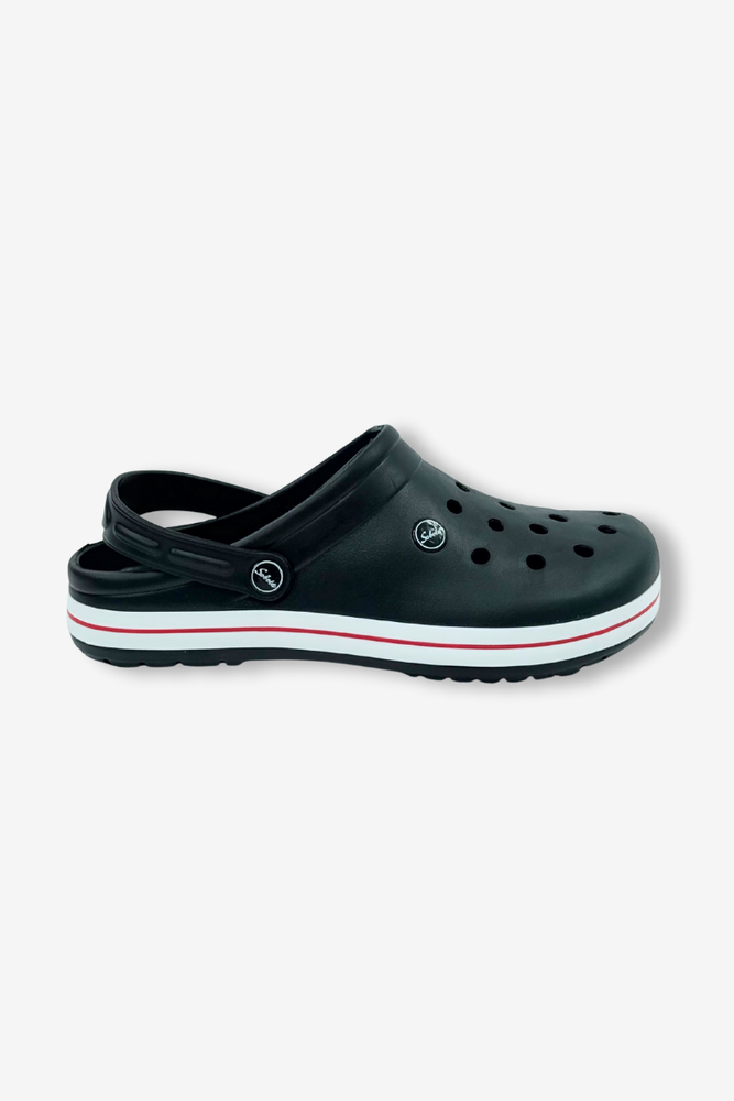Crocsy męskie czarne z tworzywa z płaską podeszwą