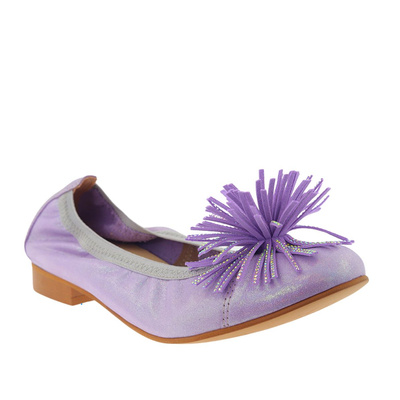 Фіолетові шкіряні балерини з помпоном від Gamis