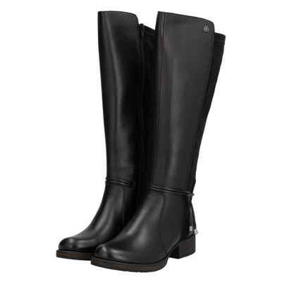 Kozaki skórzane czarne przed kolano na zamek Rieker